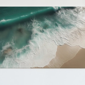 Ocean Print, Beach Aerial View, Waves Printable Art, Abstract Wall Art, Surf, Sea Poster, Digital Download, Blue Coastal Print, Beach