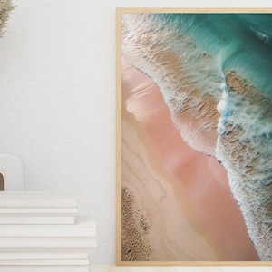 Ocean Print, Beach Aerial View, Waves Printable Art, Abstract Wall Art, Surf, Sea Poster, Digital Download, Blue Coastal Print, Beach