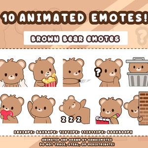BROWN BEAR EMOTES | Animated and Static Bear Emotes | Cute Bear Emotes | Twitch Emote | Stream Emote | Discord Emote | Set 1