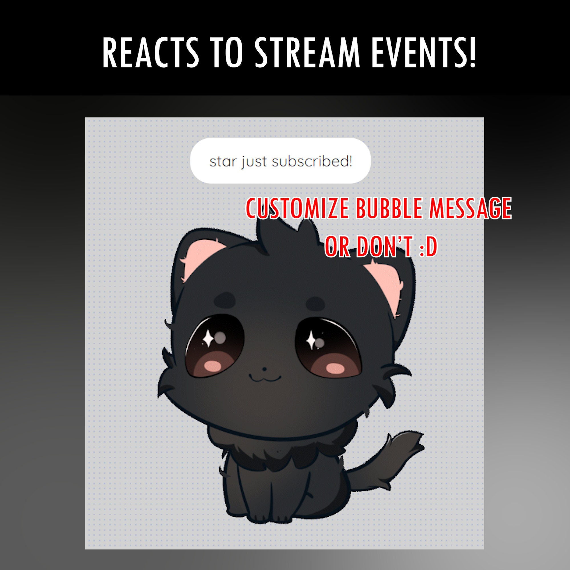 CAT STREAM PET White Cat Twitch Pet Widget Cute Animated Stream Pet