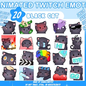 ANIMATED BLACK CAT | Animated Twitch Emotes | Twitch Cat Emote | Cute Cat Emotes | Animated Emote | Emote | Cat Emoji | Discord Emotes