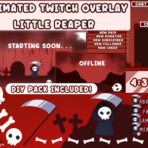 LITTLE REAPER OVERLAY | Spooky Overlay | Halloween Overlay | Twitch Halloween | Cute Overlay | Animated Halloween Overlay | Animated Overlay