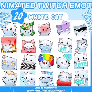 ANIMATED WHITE CAT | Animated Twitch Emotes | Twitch Cat Emote | Cute Cat Emotes | Animated Emote | Emote | Cat Emoji | Discord Emotes