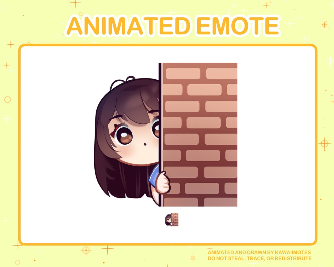 ANIMATED PEEK EMOTE Brown Hair Girl Emote Wall Peek Emote Cute Girl