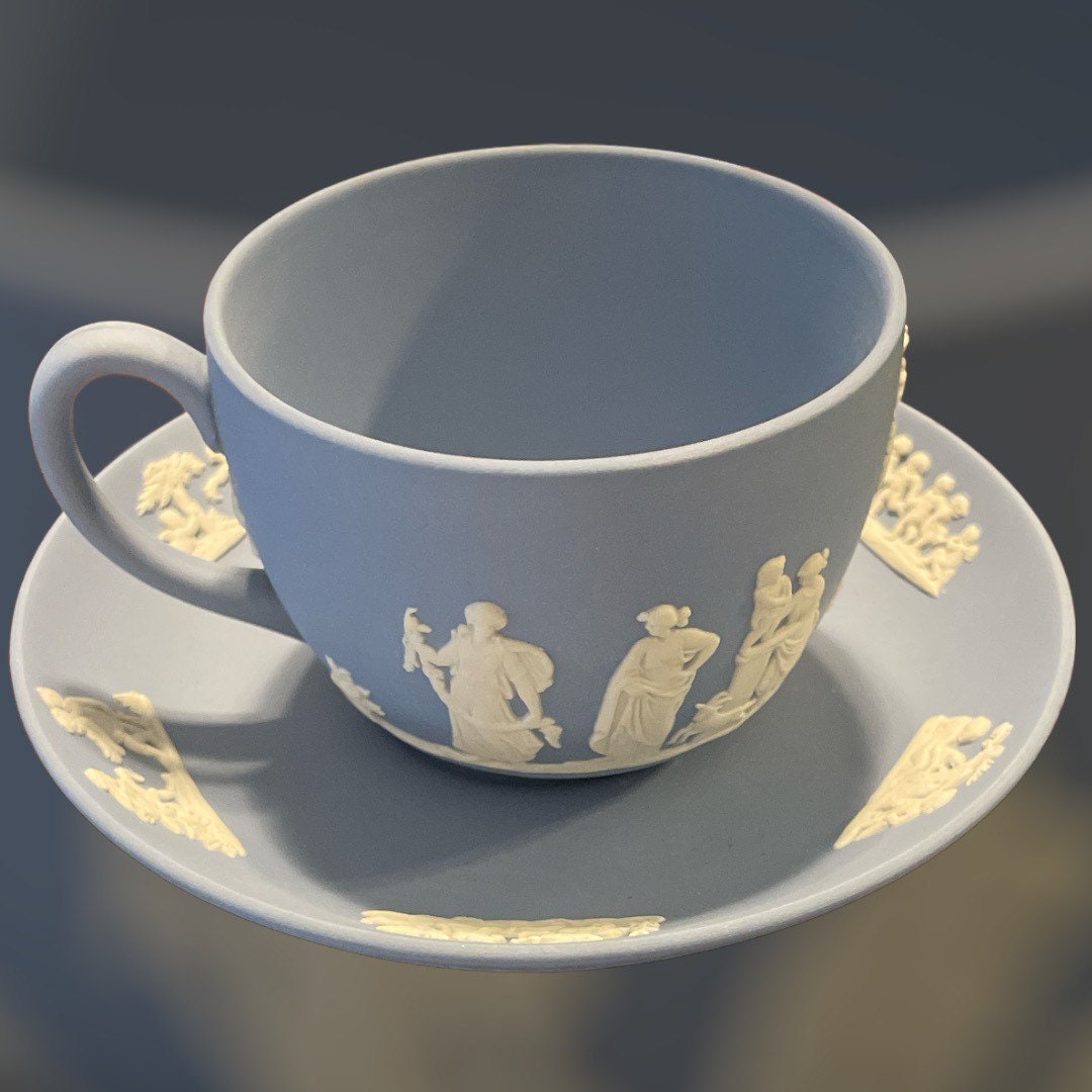 Vintage Wedgwood Blue Jasperware Tea Cup and Saucer Set Made Etsy