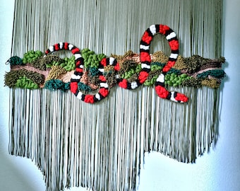 Kingsnake, large macrame wall hanging, fiber art, king snake, boho decor, modern tapestry, office, gift, statement, Reiki, energy