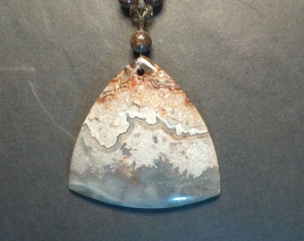 Mexican Crazy Lace Agate Pendant Necklace