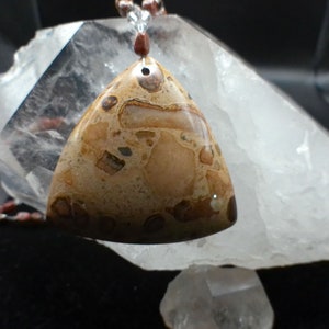 Fossil Stromatolite Jasper Focal Pendant Beaded Necklace