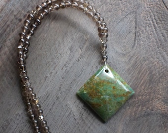 Dragon Blood Jasper Focal Pendant Beaded Necklace