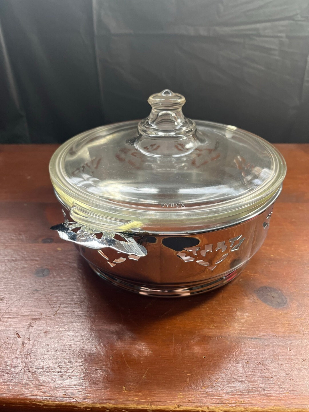 Vintage Pyrex Serving Dish Small Casserole Dish With Stainless Steel