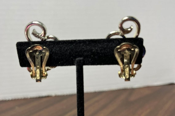 Vintage KRAMER clip earrings ear climber silver t… - image 3