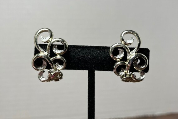 Vintage KRAMER clip earrings ear climber silver t… - image 2