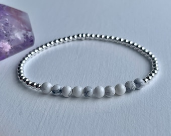 Insomnia Bracelet, Howlite Crystal Healing Jewellery, Patience and Calming Energy, Dainty Bridal Bracelet