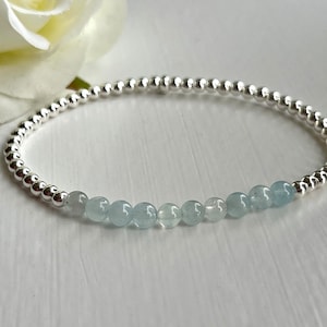 Aquamarine Bracelet, Crystal Healing, Calming Gemstone Jewellery, Dainty Bridal Bracelet, Something Blue