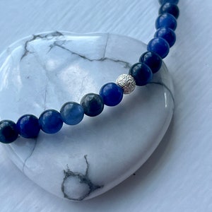 Sodalite Bracelet, Mini Gemstone Bracelet, Crystal Healing Bracelet, Blue Dainty Jewellery, Calming, Self-Intuition, Speak Truth image 2