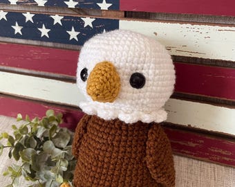 Wzór szydełkowy na Elvisa, orła bielika | Patriotyczny wzór szydełkowy w formacie PDF | Samouczek wykonania orła amigurumi | Dekoracja na 4 lipca | Pluszowe zwierzątko
