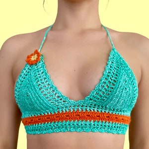 Crochet Crop Top | Handmade Festival Wear | Summer Fashion | Beach Babe | Handknitted Bralette | Cotton Bra Top | Crop Tops y2k
