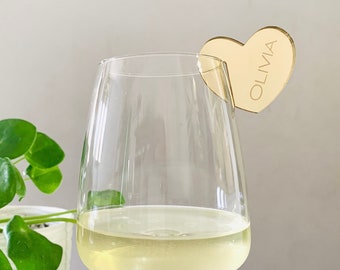 8 Ciondoli A Cuore Per Bicchieri Da Vino – San Valentino – Identificatori Per Bevande In Zinco Colorato Per Feste, Matrimoni, Bar