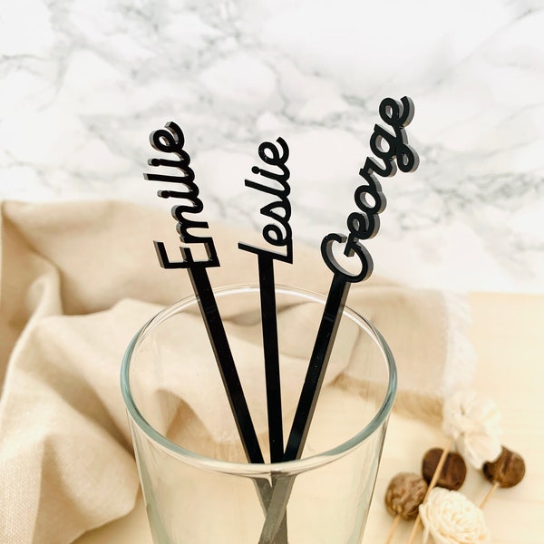 Acrylic Drink Stirrers, Personalized Name Drink Stirrer, Acrylic Drink Names, Wedding Place Names, Custom Stir Sticks, Party Cocktail Sticks