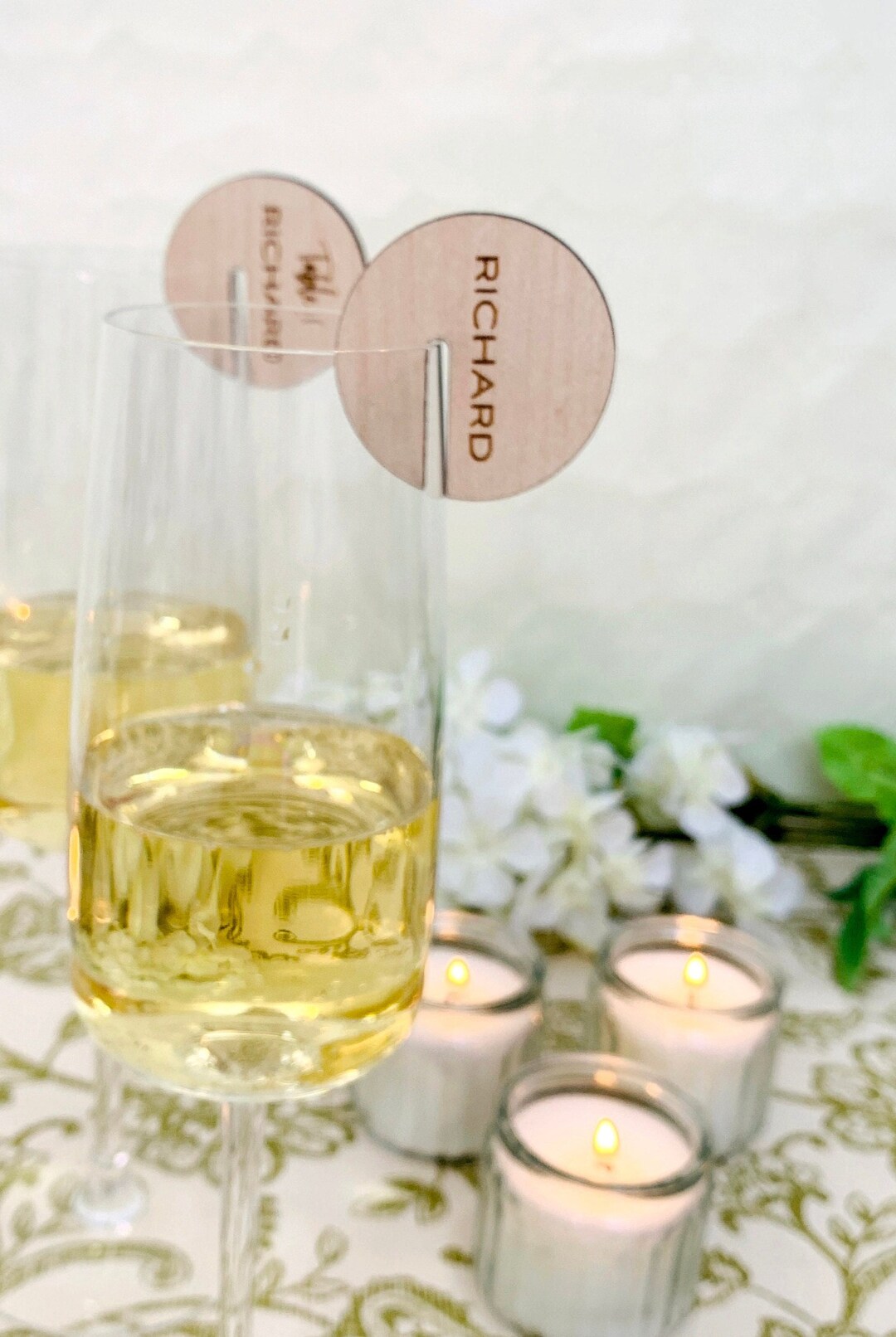 Wedding wine glass charm wine Glass identifier Custom wine Etsy España