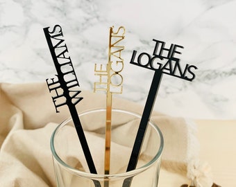 Personalized Drink Stirrers, Gold Drink Stirrers, Custom Wedding Stirrers, Party Decor Drink Stick, Name Drink Stirrers, Custom Drink Sticks