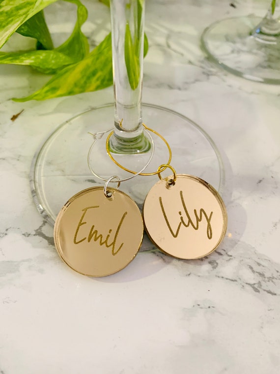 Wine Glass Charms, Personalized Acrylic Wine Charms, Wedding Place Names,  Custom Wine Charms, Favors for Wedding, Wedding Drink Markers 