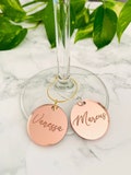 Personalized Acrylic Wine Charms — Custom Wedding Place Names & Drink Markers | Engraved Wine Glass Charms Favors, Bridal Party Keepsakes product logo