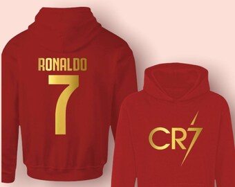 Kids football Hoodie, with Personalised name on the back, Ronaldo Hoodie, Cr7 Football hoodie, footy Soccer hoodie Sweater Winter kids gift