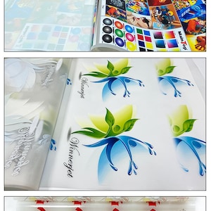 May include: Close-up of printed sheets of paper showing vibrant colours and detailed images. The sheets are rolled up and show the printing process. The text on the sheets reads "Winnerjet" and "ULTRAMAN".