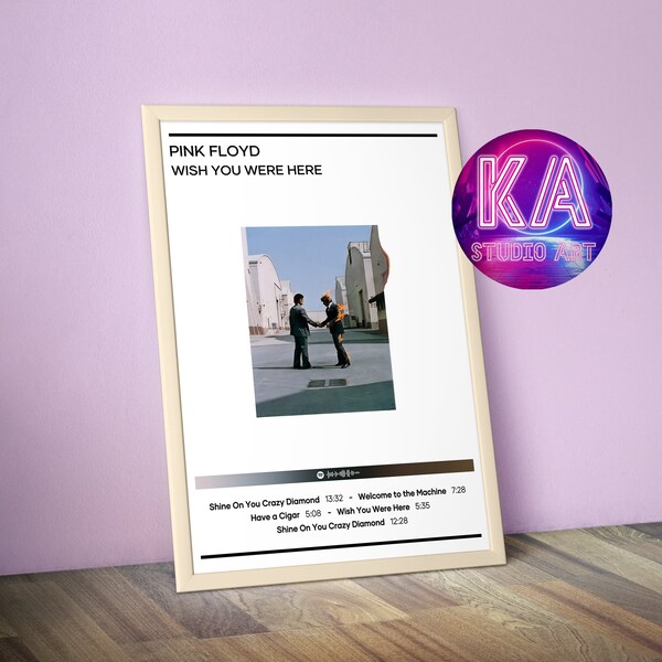 Pink Floyd Poster Print | Wish You Were Here Poster | 4 Colors 1 Price | Album Cover Poster | Room Decor | Music Decor |