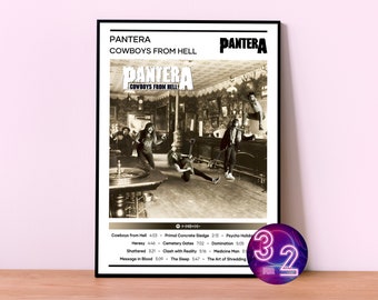 Pantera Poster Print | Cowboys from Hell Poster | 4 Colors 1 Price | Album Cover Poster |  Room Decor | Music Decor | Metal Poster