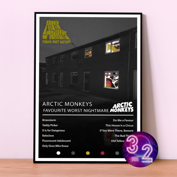 Arctic Monkeys Poster Print | Favorite Worst Nightmare Poster | Album Cover Poster | Music Gifts | Rock Poster | Arctic Monkeys Wall Decor |