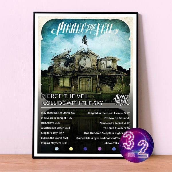 Pierce The Veil Poster Print | Collide with the Sky Poster | Album Cover Poster | Room Decor | Music Gifts | Rock Poster |