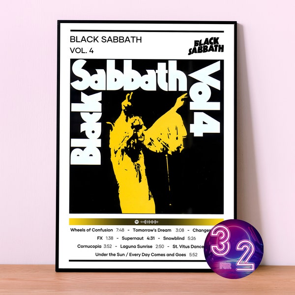 Impresión de Black Sabbath / vol. 4 carteles/4 colores 1 precio/carátula del álbum/decoración de la habitación/decoración de la música/cartel de Metal