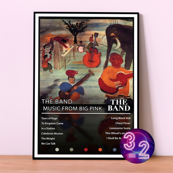 The Band Poster Print | Music from Big Pink Poster | Album Cover Poster | Music Gifts | Rock Poster | The Band Wall Decor |