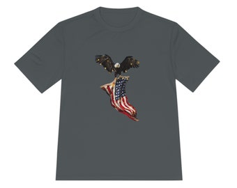 Eagle with American Flag - Unisex Moisture Wicking Tee