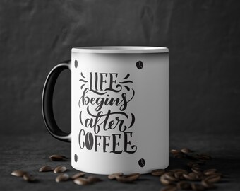 Life Begins After Coffee and Cat - Magic Mug, 11oz