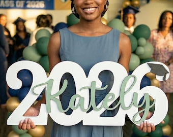 Graduation Sign Senior 2027 | Custom Wooden Name Decor | Class Of 2027 Party Backdrop Dorm Room Display