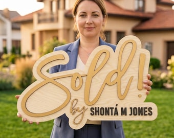 Realtor Sold Sign Wooden Closed By Sign Real Estate Photo Prop Christmas Decor