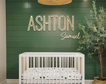 Large wood name sign, nursery name sign, girl name sign, above crib name sign, layered baby name sign, boy name sign, cut out sign CAW