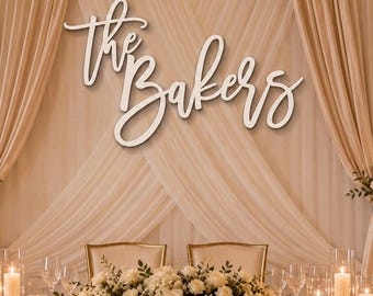 Last Name Wood Sign Large Wedding Backdrop Custom Wooden Name Cutout