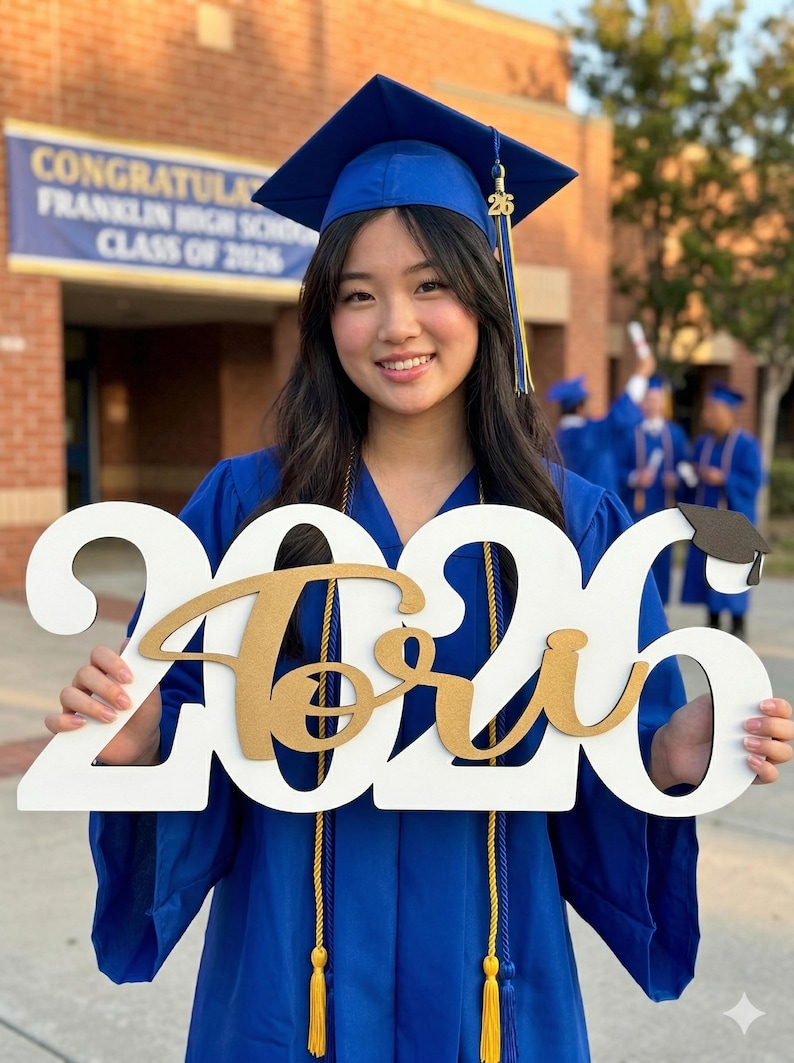 graduation event decor using custom wood sign display