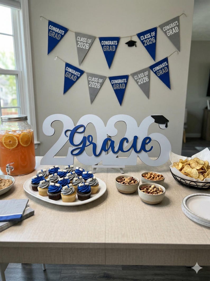 class of 2026 party backdrop with personalized name sign