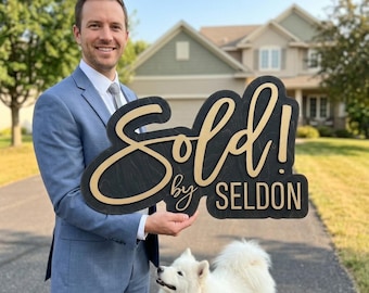 Realtor Sold Sign Wooden Real Estate Key Christmas Closing Gift Decor