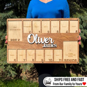 Pre k to graduation school picture frame Personalized School Years Photo Display K-12 Memory Senior Gift Wooden Collage Frame Oliver James