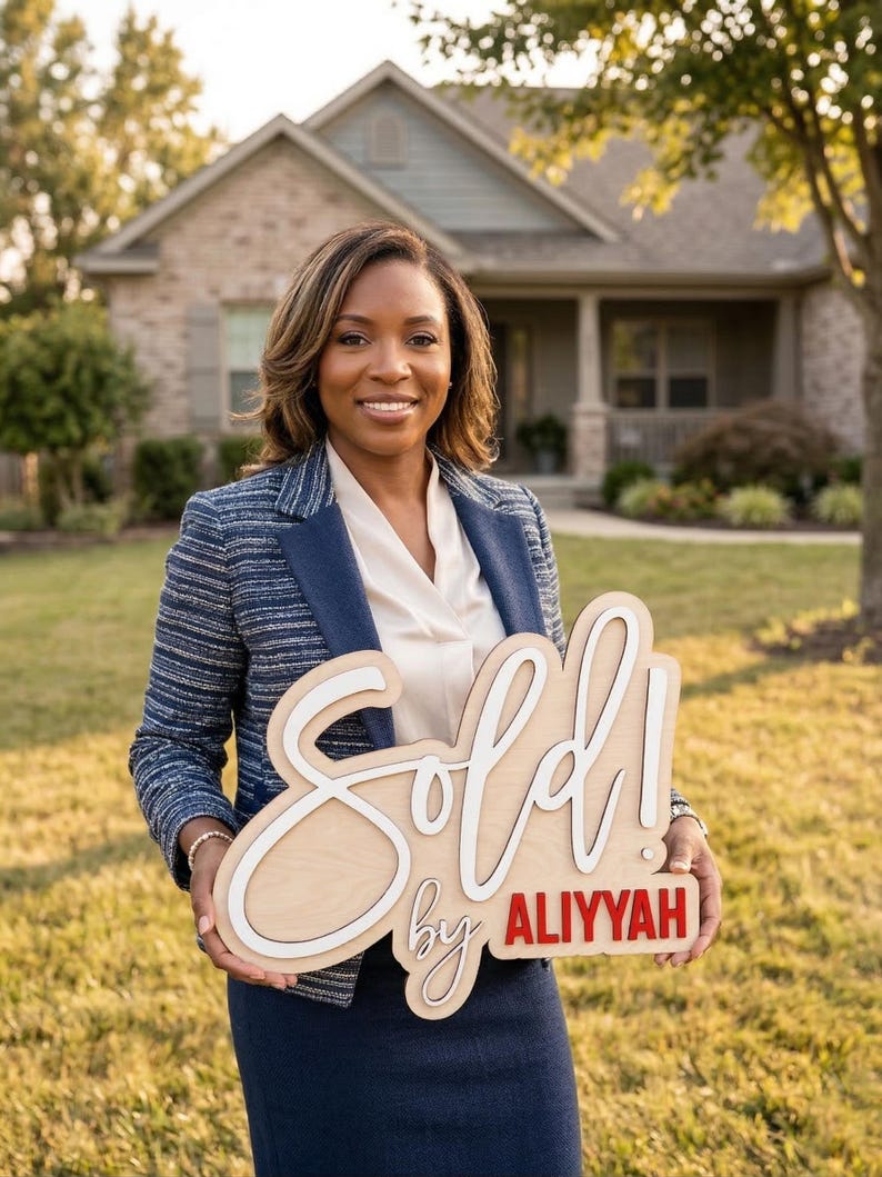 Realtor Sold Sign Wooden Real Estate Sign Marketing Photo Prop image 12