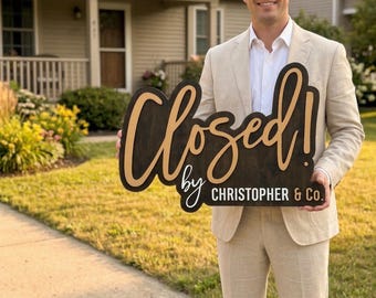 Realtor Sign, Realtor Sold Sign Real Estate Closed by Sign Realtor Key Sign Sold Sign Closed Sign Realtor Marketing Thanksgiving decor