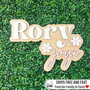 Nursery Name Sign Wood Name Sign Baby Name Sign Double Baby Name Sign Boho Wooden Name Sign  Custom Wood Words Christmas Gift For Kids Rory