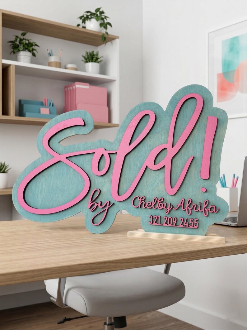 Realtor Sold Sign Wooden Real Estate Sign Marketing Photo Prop image 16