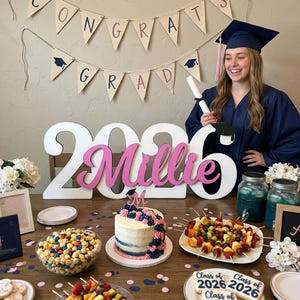 graduation sign class of 2026 wooden name sign black finish